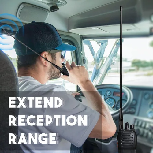 Miniatura 4 de Bingfu Antena de radio de doble banda VHF UHF 136-174MHz 400-470MHz Radio de dos vías Walkie Talkie Antena flexible de látigo SMA hembra para radios
