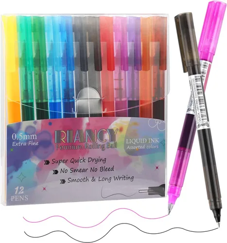 Miniatura 12 de Bolígrafos de Gel de Punta Fina Negra 12Pcs 0.5mm Bolígrafos de Gel de Bola de Tinta Líquida Negra Sin Manchas Sin Correr, Bolígrafo de Escritura