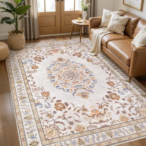 Miniatura 189 de Tangsoo Alfombra lavable para pasillo, antideslizante, 2 x 6 pies, estilo bohemio, floral, vintage, para entrada, suelo suave, para cocina, baño