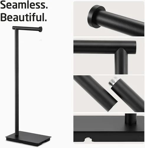 Miniatura 3 de KES Soporte de papel higiénico de 26.2 pulgadas para baño, soporte de papel higiénico de pie libre SUS304 de acero inoxidable negro mate
