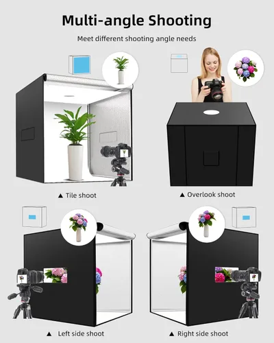 Miniatura 4 de Glendan Caja de luz fotográfica de 32 x 32 pulgadas, caja de luz grande para fotos con 3 paneles de luz, 792 perlas LED, CRI >95, kit de carpa