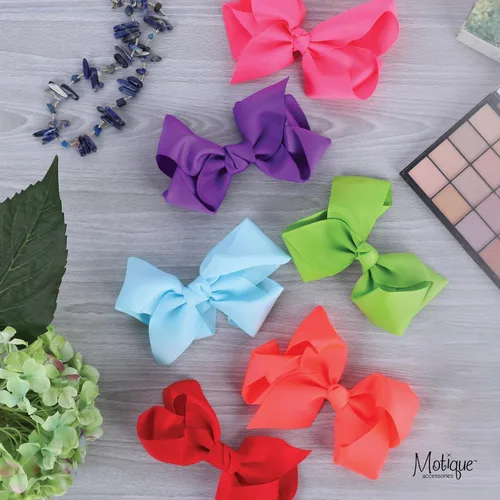 Miniatura 3 de Clip de lazo de pelo de grogrén de 5.5 pulgadas para mujer y niña (beige)