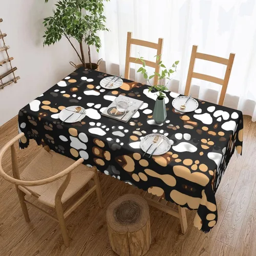 Miniatura 11 de Mantel rectangular de encaje de poliéster con lunares negros, 54 x 72 pulgadas, resistente a las arrugas, lavable, mantel grueso