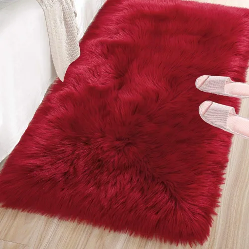 Miniatura 7 de LOCHAS Alfombra mullida ultrasuave, alfombra de pelo sintético de oveja, para el dormitorio, para colocar junto a la cama, para la sala