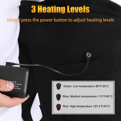 Miniatura 3 de LISAJOEJ Chaleco de forro polar térmico para hombre con batería recargable incluida ropa calefactada para caza motocicleta golf