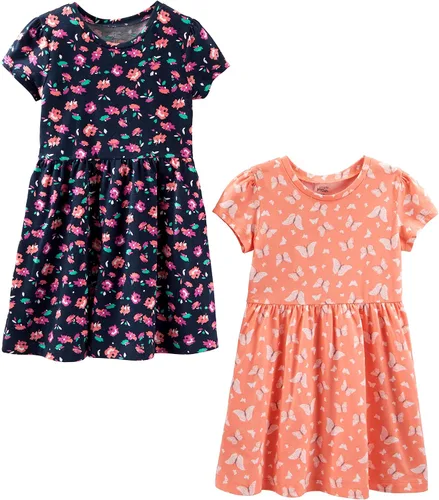 Miniatura 35 de Simple Joys by Carter's - Conjunto de vestido de manga corta y sin mangas para niña, paquete de 2