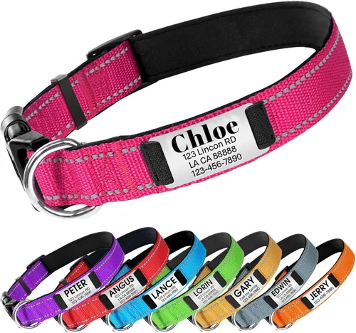 Miniatura 11 de Collares de perro personalizados, collar de perro de transferencia de calor con nombre y número de teléfono, collar de perro de cuero acolchado