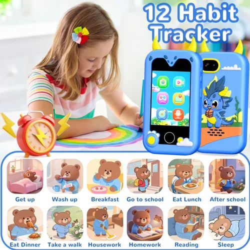 Miniatura 5 de Teléfono de juguete para niños, juguetes de teléfono inteligente con cámara dual - regalo de Navidad y cumpleaños para niños de 3 a 12 años