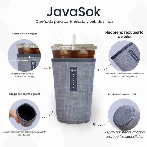 Miniatura 5 de Sok It JavaSok Funda aislante de neopreno para tazas de café helado y soda fría (Floral abstracto, Pequeño: 16-20oz)