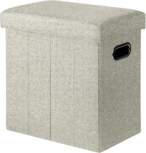 Miniatura 9 de COSYLAND Otomana con almacenamiento plegable de tela, reposapiés otomano para habitación, muebles plegables pequeños y altos con asas de tapa, 16.5