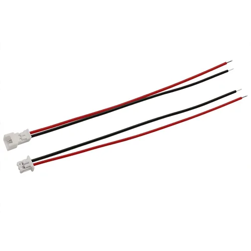 Miniatura 8 de 40 piezas (20 pares) de 0.049 in 2 pines mini micro macho y hembra de cable de conexión con conector de terminal rojo negro cable de 3.937 in