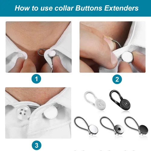 Miniatura 2 de WILLBOND 24 extensores de cuello para camisas de hombre, botón elástico para alivio del cuello, extensor ajustado para camisas de vestir, pantalones