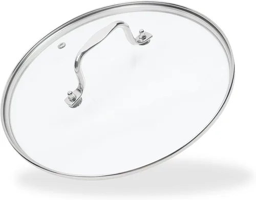 Miniatura 12 de Tapa de olla de vidrio transparente de 8 pulgadas para funda de repuesto para sartén Con mango de puente de arco de acero inoxidable plateado