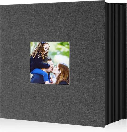 Miniatura 36 de Ywlake Álbum de fotos de 4 x 6 pulgadas, 50 bolsillos, paquete de 2 unidades, mini capacidad de lino de pequeña capacidad, cada paquete tiene