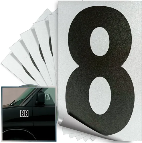 Miniatura 105 de iSYFIX Calcomanías de vinilo negro número 0 (Zero) – Paquete de 6 calcomanías de 1.5 pulgadas – Calcomanías de alta calidad, fondo reflectante