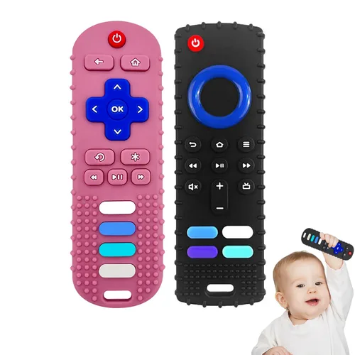 Miniatura 11 de YAPROMO Juguetes de Dentición de Silicona para Bebés, Juguete Control Remoto para Bebés de 3-18 Meses, Juguete de Dentición Control Remoto para Negro