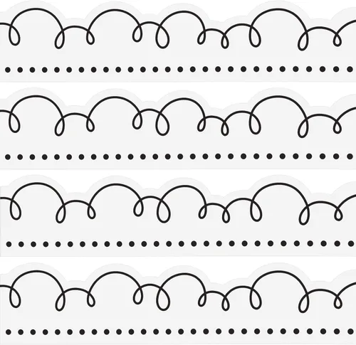 Miniatura 13 de AWIZOM Bordes de tablón de anuncios de 72 pies, color negro con blanco, borde festoneado para el aula, para escritorio, pared, escuela, escuela