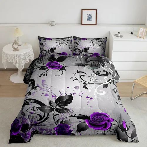 Miniatura 23 de Feelyou - Juego de edredón abstracto ombre, color azul y negro, juego de cama para adolescentes, para niños, mujeres y jóvenes, juego de edredón