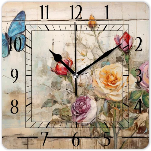 Miniatura 15 de Reloj de pared decorativo de 10 pulgadas, silencioso, cuadrado, para el hogar, sala de estar, cocina, torre Eiffel, retro, París, exquisito A0591