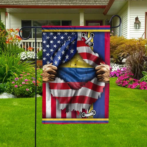 Banderas orgullosas de la bandera colombiana americana rasgada, bandera de Colombia Strong House (29.5 x 39.5 pulgadas), banderas de Estados Unidos