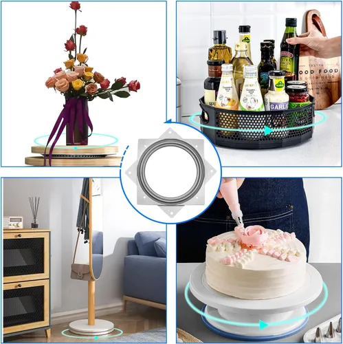 Miniatura 5 de Paquete de 5 placas giratorias cuadradas de 500 libras de capacidad de 6 pulgadas, placa giratoria Lazy Susan de 6 pulgadas, rodamientos de placa