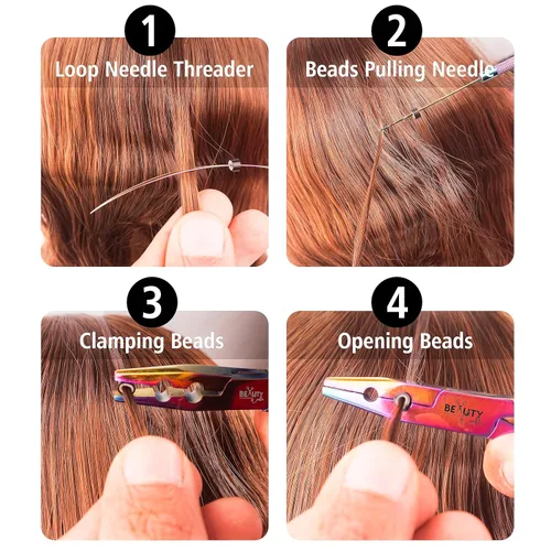 Miniatura 8 de Beauty & Crafts Micro Links - Kit de extensiones de cabello - Alicates para cerrar y quitar cuentas de acero inoxidable, extensiones de cabello