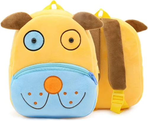 Ladyzone Mochila para niños pequeños con diseño de animales del zoológico, bonita bolsa de felpa de dibujos animados de 10 pulgadas para niños y