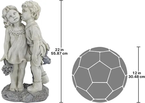 Miniatura 7 de Jóvenes novios: estatua de jardín de niños besando