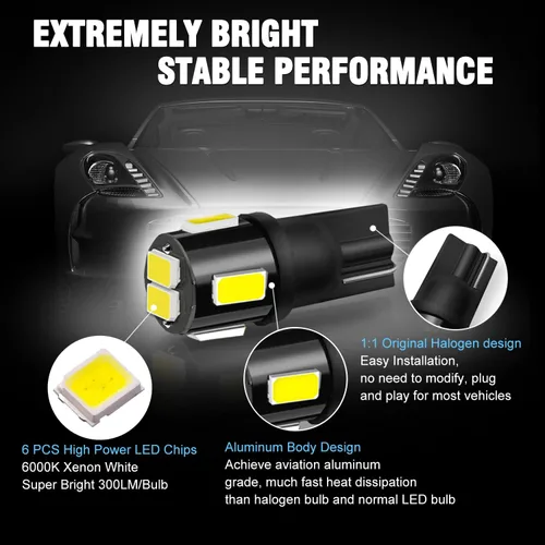 Miniatura 4 de 194 focos LED extremadamente brillantes 5630 Chipsets 168 2825 175 T10 W5W focos LED de repuesto para interior de coche, domo, mapa, puerta, Blanco