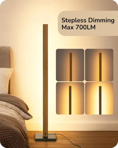 Miniatura 3 de EDISHINE Lámpara de pie de esquina de madera LED, lámpara de pie moderna regulable con control remoto, lámparas de pie minimalistas para sala