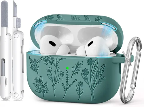 Miniatura 48 de Funda para Airpods Pro 3 con tapa magnética, fundas grabadas con flores para Apple AirPods Pro de 3ª generación 2025, funda de silicona suave