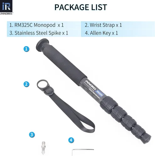 Miniatura 8 de Cámara de fibra de carbono Monopod INNOREL RM325C Profesional Portátil Compacto Ligero Viaje Monopod de 5 secciones para Canon Nikon Sony DSLR