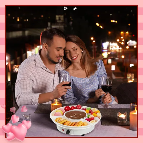 Miniatura 4 de Juego de ollas de fondue eléctricas Lallisa, kit de fondue de chocolate, máquina de fondue eléctrica, bandejas desmontables para servir con 4 Blanco