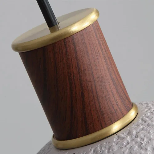 Miniatura 4 de Moderna lámpara colgante de mesita de noche para dormitorio, lámpara colgante de piedra japonesa Wabi-Sabi con acabado de madera cilíndrica, lámpara