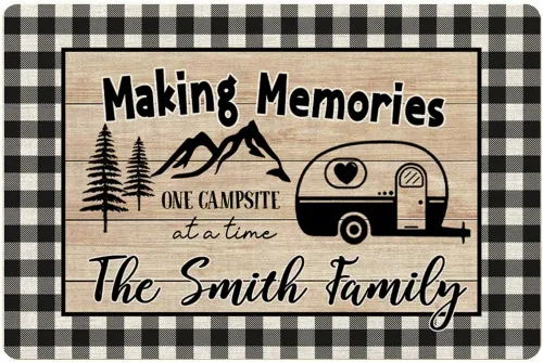 Miniatura 10 de Tapete personalizado para cámper de 30 x 18 pulgadas, tapete personalizado para puerta de campamento, caravana, apellido, para interiores y Madera