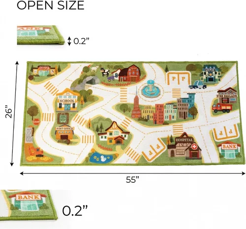 Miniatura 2 de Alfombra de juego para niños con bolsa de almacenamiento, grande de 55 x 26 pulgadas, alfombra de juego de actividades para jugar en el suelo