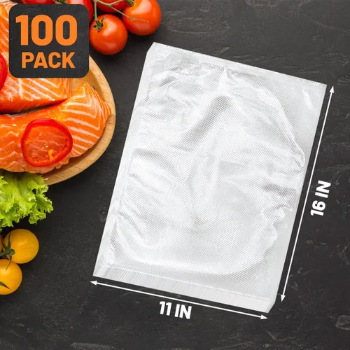 Miniatura 5 de 100 Bolsas Selladoras al Vacío, Resistentes sin BPA de 11 x 16 Pulgadas para Food Saver, Seal a Meal, Weston. Bolsas de Almacenamiento de Alimentos