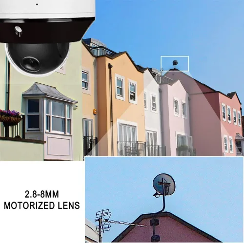 Miniatura 4 de Real HD Mini cámara IP PoE domo PTZ de 6MP para exteriores con inclinación panorámica, zoom 3X, lente varifocal motorizada de 0.110-0.315 in, H.265
