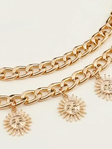 Miniatura 5 de OuluJade Cinturón de cadena con dije de sol para mujer, Cobre, Sun Charm