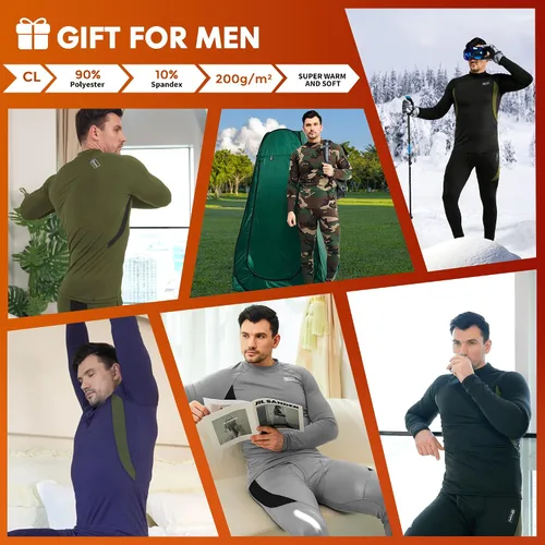 Miniatura 5 de CL convallaria Conjunto de ropa interior térmica para hombre con bragueta larga, capa base, equipo de caza de invierno, parte superior e inferior