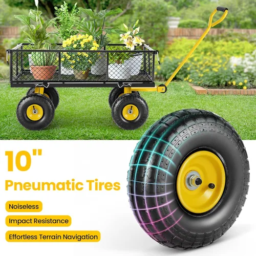 Miniatura 22 de Carrito de jardín, carrito de jardín de acero de malla de servicio pesado de 880 libras de capacidad con lados removibles para convertir