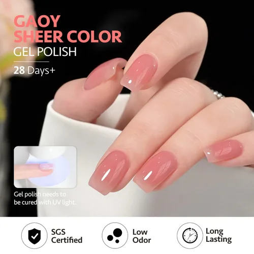 Miniatura 5 de GAOY - Juego de esmaltes de uñas en gel, 6 colores transparentes rojo, rosa, marrón, nude, kit de esmalte en gel que se quita con luz UV, para salón