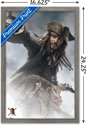 Miniatura 3 de Trends International Disney Pirates of the Caribbean: At World's End - Póster de pared de Jack Sparrow, 14.725 x 22.375 pulgadas, versión enmarcada