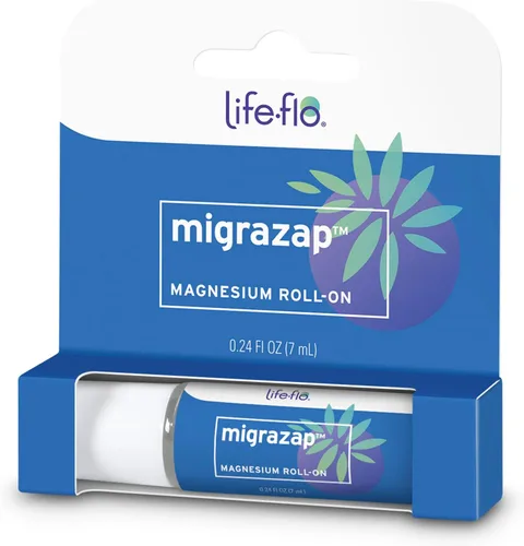 LIFE-FLO MigraZap - Rollo de magnesio con cloruro de magnesio, aceite esencial de lavanda, aceite esencial de menta, masaje en las sienes, la frente