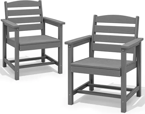 Miniatura 54 de SERWALL Juego de Mesa de Comedor de HDPE para Exteriores, Juego de 7 Piezas de Mesa de Comedor al Aire Libre con Mesa con Corte para Agujero de Gris