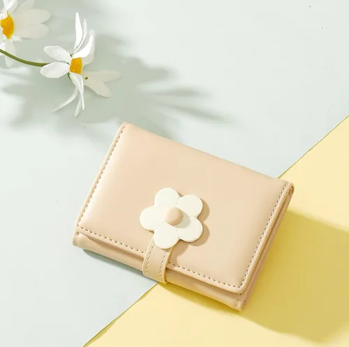 Miniatura 50 de MEISEE Billetera pequeña para niñas y mujeres, billetera de tres pliegues, bolsillo para efectivo, con estampado de flores, monedero con ventana