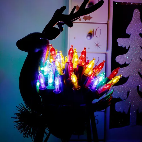 Miniatura 7 de Blissun Luces de Navidad, juego de 50 luces de alambre verde, mini cadena de luces de Navidad a pilas con 8 modos, luces de hadas de 16 pies