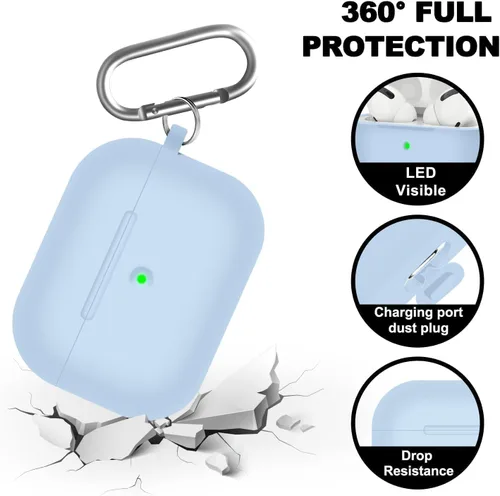 Miniatura 4 de Funda para AirPods Pro con kit de limpieza, funda de silicona suave para Apple AirPod Pro de 1ª/2ª generación, accesorios de funda AirPods Pro/Pro 2