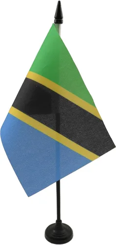 Miniatura 280 de AZ FLAG Sierra Leone Bandera de mesa 5'' x 8'' - Bandera de escritorio de Sierra Leona 21 x 14 cm - Bastón y base de plástico negro