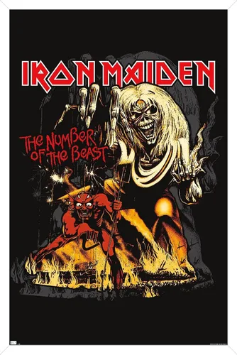 Miniatura 12 de Trends International Iron Maiden - Póster de pared con el número de la bestia, 34 pulgadas de largo x 22.4 pulgadas de ancho, paquete de póster
